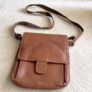 Mulberry woman brown genuine leather crossbody small purse back snaps pockets